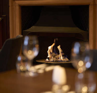 Fireplace at Red Bowl Restaurant Bar at Piersland House