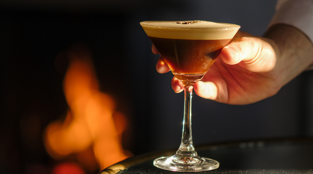 espresso martini by the fire in the Walker Bar at Piersland House Hotel in Troon